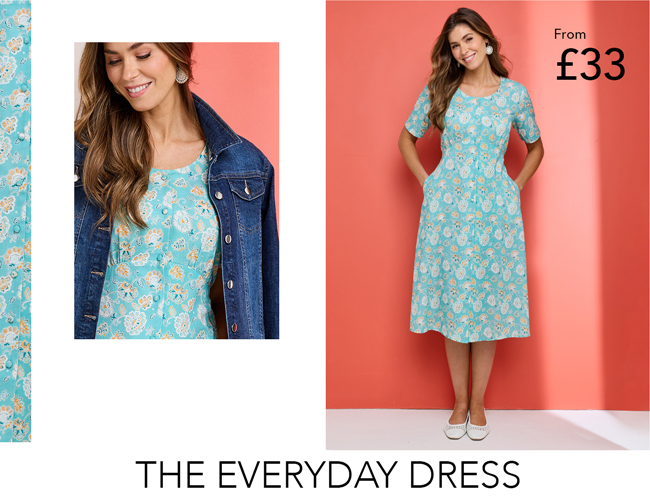 Linen Mix Print Dress - LS668